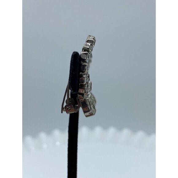 Vintage Rhinestone La Rel Signed Clip On Earrings Crystal Holiday Retro 1-1/2” L - Picture 5 of 9